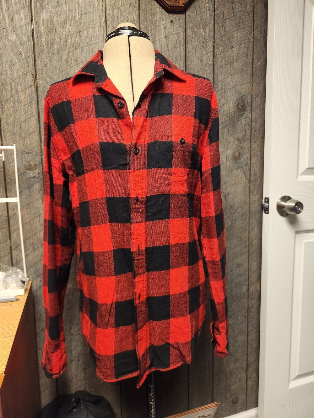 Aeropostale Red and Black Buffalo Plaid Button-Down Shirt